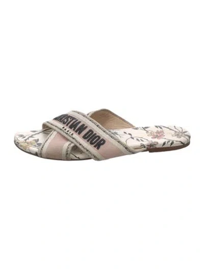 Pre-owned Dior Canvas Printed Slides In Pink