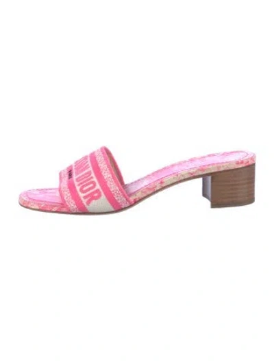 Pre-owned Dior Canvas Printed Slides In Pink