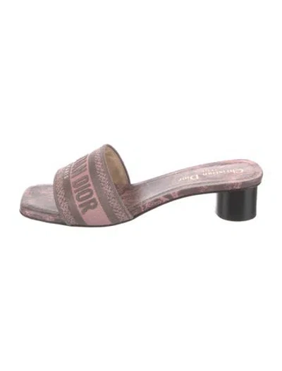 Pre-owned Dior Canvas Printed Slides In Pink