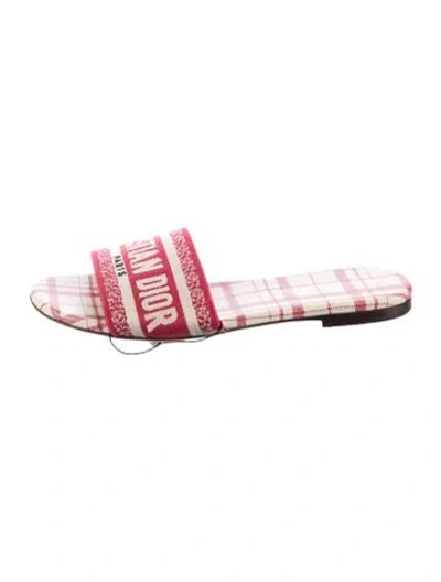 Pre-owned Dior Canvas Printed Slides In Red