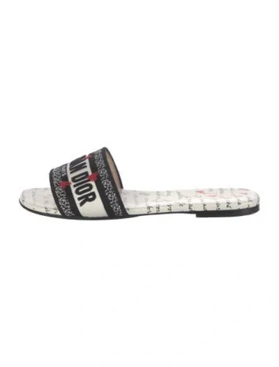 Pre-owned Dior Canvas Printed Slides In White
