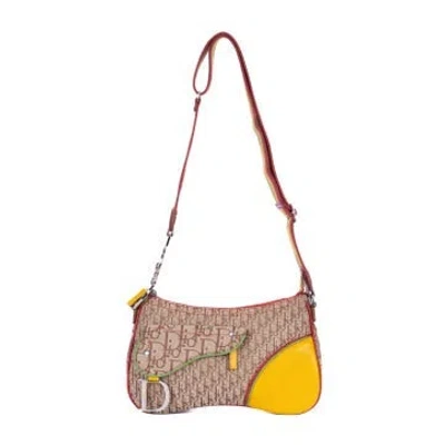 Pre-owned Dior Canvas Rasta Trotter Double Saddle Bag In Neutral