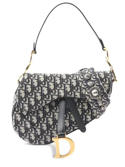 Pre-owned Dior Canvas Saddle Bag In Blue