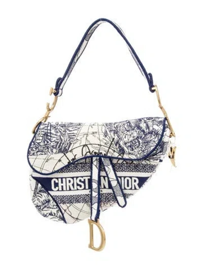 Pre-owned Dior Canvas Saddle In Blue