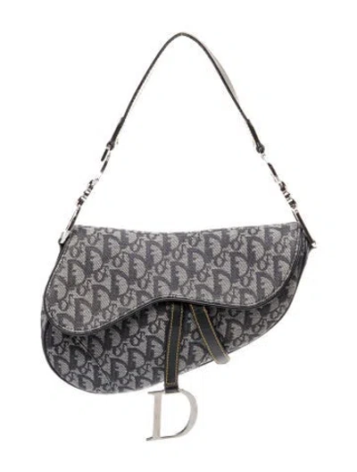 Pre-owned Dior Canvas Saddle In Blue