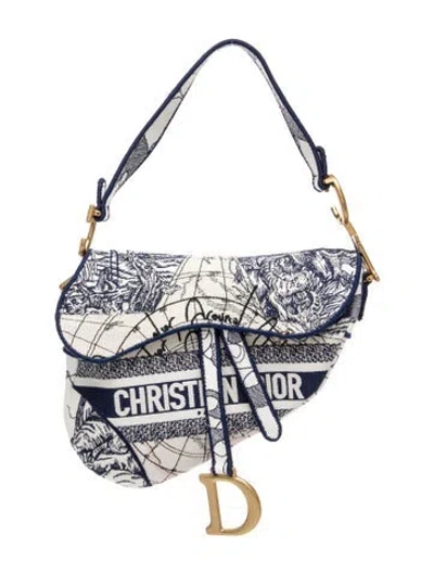 Pre-owned Dior Canvas Saddle In Blue
