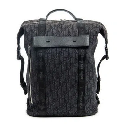 Pre-owned Dior Canvas Safari Backpack In Black