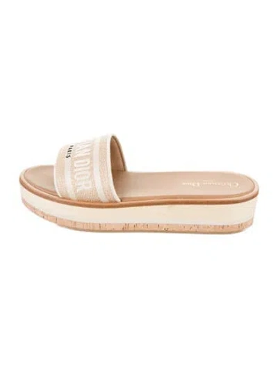 Pre-owned Dior Canvas Slides In Neutral