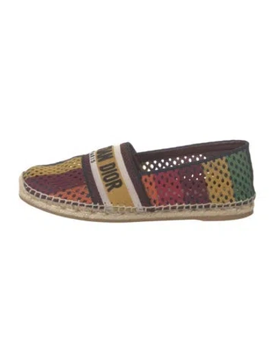 Pre-owned Dior Canvas Striped Espadrilles In Brown/burgundy/yellow