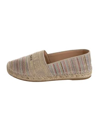 Pre-owned Dior Canvas Striped Espadrilles In Neutrals