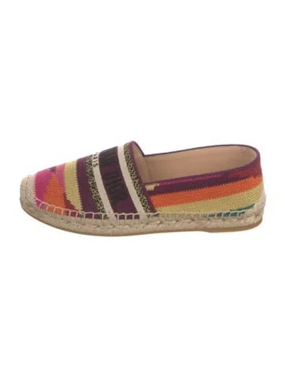 Pre-owned Dior Canvas Striped Espadrilles In Pink