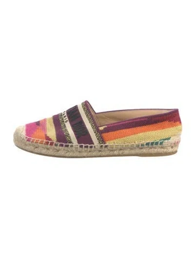 Pre-owned Dior Canvas Striped Espadrilles In Purple