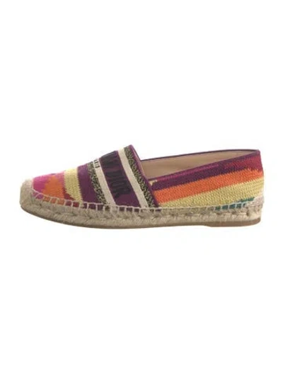 Pre-owned Dior Canvas Striped Espadrilles In Purple