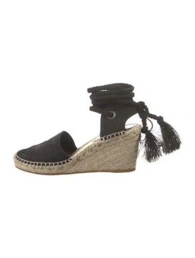 Pre-owned Dior Canvas Tassel Accents Mules In Black