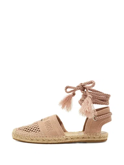 Pre-owned Dior Canvas Tassel Flats In Neutral