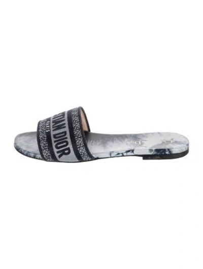 Pre-owned Dior Canvas Tie-dye Print Slides In Blue
