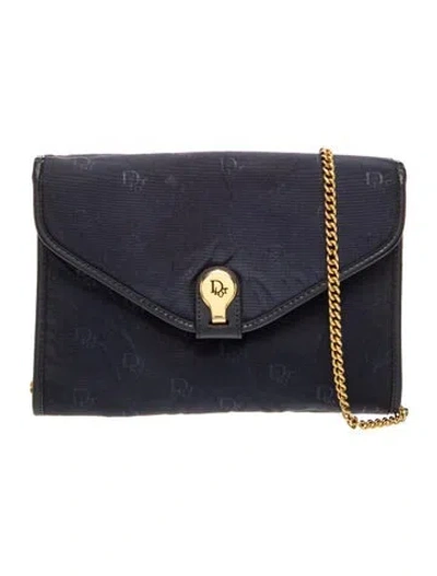 Pre-owned Dior Canvas Wallet On Chain Vintage In Blue