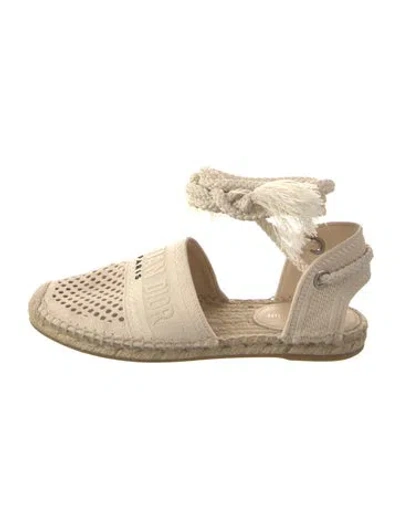 Pre-owned Dior Canvas Whipstitch Trim Espadrilles In Neutral