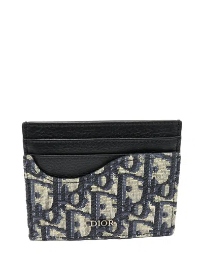 Dior Card Case Saddle Oblique Jacquard (authentic Pre-loved) In Multi