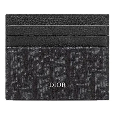 Dior Card Holder 'black Oblique Jacquard'