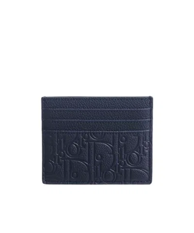 Dior Card Holder In Navy Blue