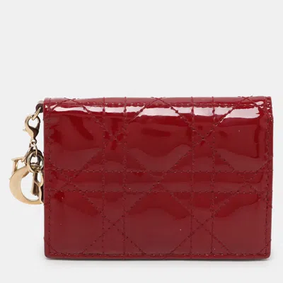 Pre-owned Dior Card Holder In Red