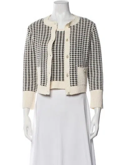 Pre-owned Dior Cardigan Set Houndstooth Print Sweater In White