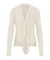 Dior Cardigan With Removable Ruched Collar In White