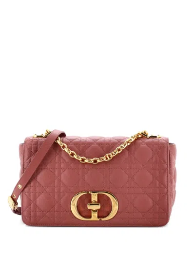 Pre-owned Dior Caro Bag Cannage Quilt Calfskin New Medium Shoulder Bag In Pink