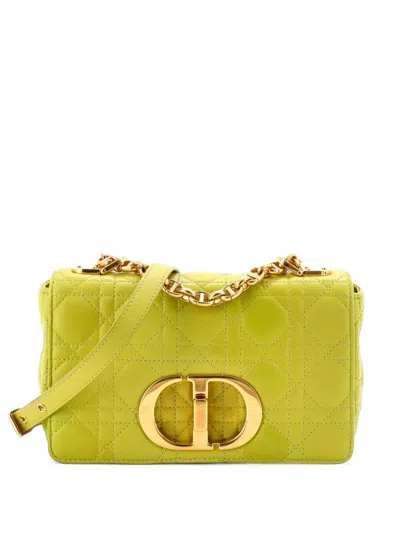 Pre-owned Dior Caro Bag Cannage Quilt Calfskin Small Crossbody Bag In Green