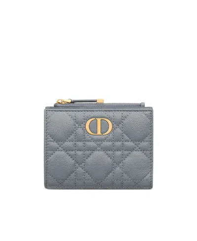 Dior Caro Dahlia Logo Quilted Purse In Blue
