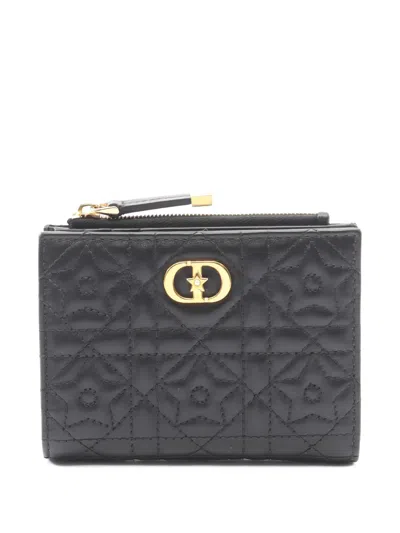 Pre-owned Dior Caro Dahlia Wallet In Black