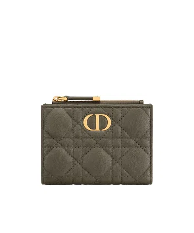 Dior Caro Dahlia Wallet In Green
