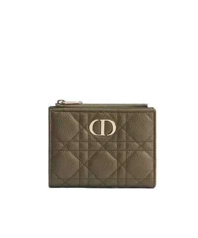 Dior Caro Dahlia Wallet In Khaki