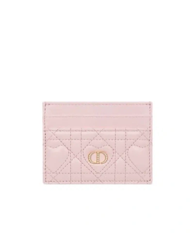 Dior Caro Freesia Card Holder In Pink