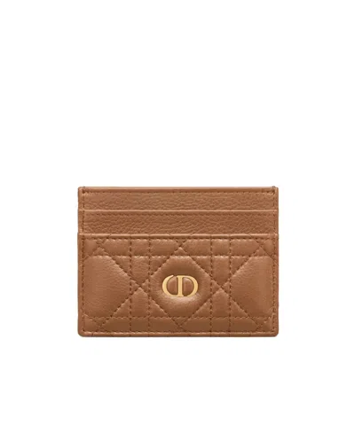 Dior Caro Freesia Card Holder In Brown