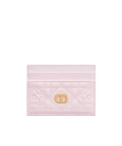 Dior Caro Freesia Card Holder In Pale Pink
