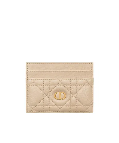 Dior Caro Freesia Card Holder In Pink Beige