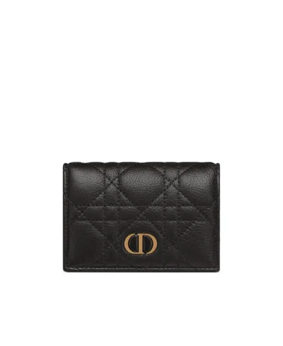 Dior Caro Glycine Wallet In Black