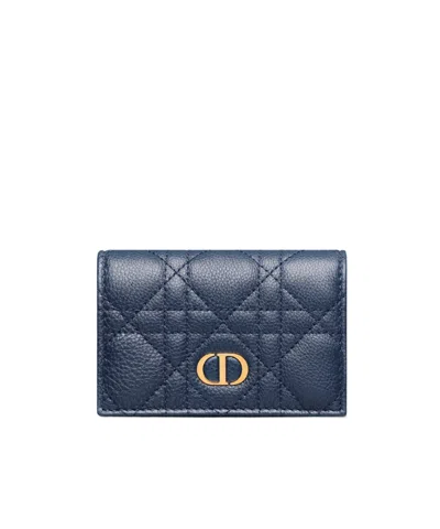 Dior Caro Glycine Wallet In Blue