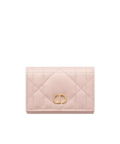 Dior Caro Glycine Wallet In Pink