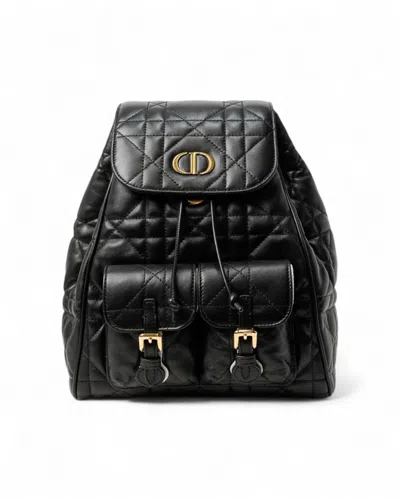 Dior Caro Medium Macro-cannage Backpack In Black