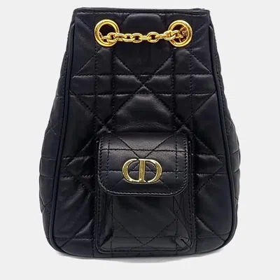 Pre-owned Dior Caro Multi-carry Black Leather Backpack Bag