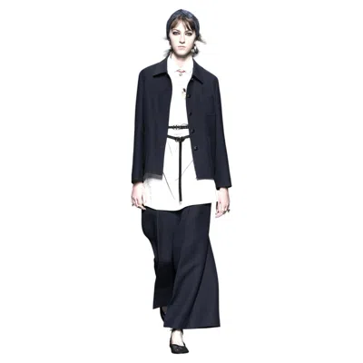 Pre-owned Dior Caro Navy Wool & Silk Jacket Spring 2021 In Blue