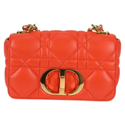Pre-owned Dior Caro Orange Leather Shoulder Bag ()