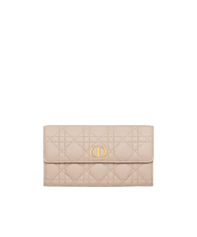 Dior Caro Orchid Long Wallet In Pink