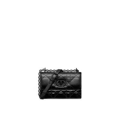 Dior Caro Patent And Matte Shoulder Bag In Black