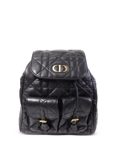 Pre-owned Dior Caro Quilted Backpack In Black