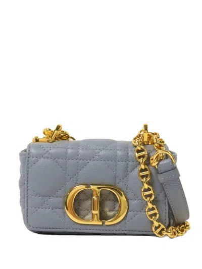 Pre-owned Dior Caro Quilted Shoulder Bag In Blue