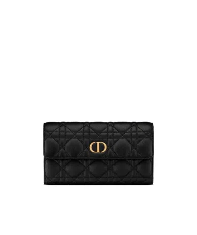 Dior Caro Rattan Pattern Purse In Black
